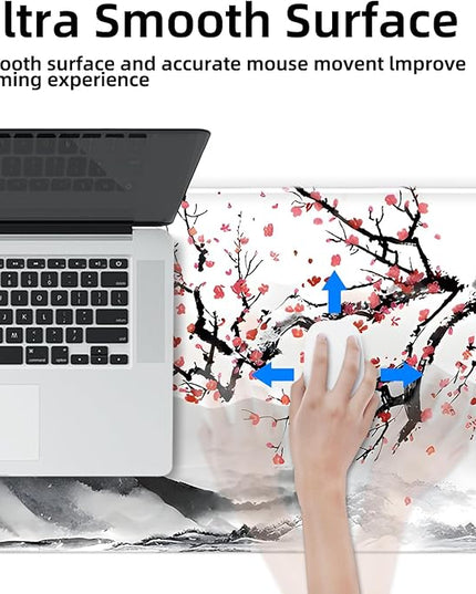 Galdas Gaming Mouse Mat Forest Background Pattern XXL XL Large Mouse Mat Long Extended Mouse Pad Desk Mat Non-Slip Rubber Mice Pads Stitched Edges Thin Pad (Ink and Wash)
