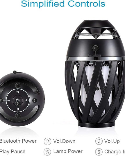 Led Flame Table lamp, Torch Atmosphere Bluetooth Speakers&Outdoor Portable Stereo Speaker with HD Audio and Enhanced Bass,LED flickers Warm Yellow Lights BT4.2 for iPhone/iPad/Android