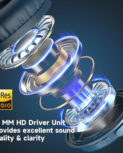 OneOdio Bluetooth Over Ear Headphones, 110 Hrs Wireless/Wired Stereo Sound Foldable Headsets with Deep Bass 50mm Neodymium Drivers for PC/Phone/Tablet - Studio Wireless Pro C, Sky Blue