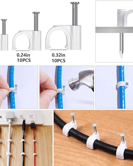 ELII 328Pcs Cable Management Kit, 8 Magnetic Cable Holder,69Adhesive Cable Clips,4 Cable Sleeve Split,22Reusable Cable Strap,200 Nylon Cable Zip Ties with 25 Mounts TV Office (Black)