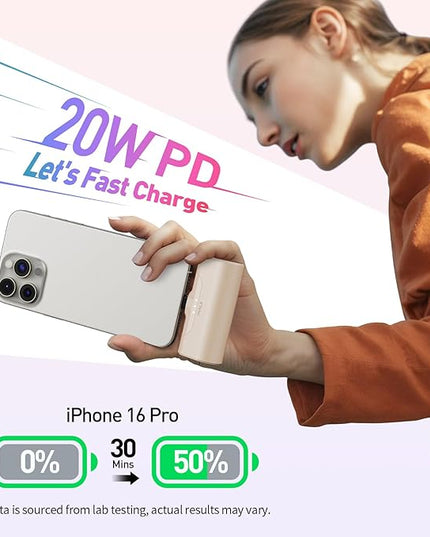 iWALK Portable Charger for iPhone 17/16/15 USB-C Small Power Bank 20W 4,500mAh Fast Charging Battery Pack Compatible with iPhone 15/16/17 Plus/17 Pro/17 Pro Max, Samsung Galaxy S25/S24/S23 Android