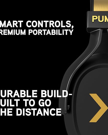 BlueAnt Pump X Wireless Over-Ear Headphones, Bluetooth, Powerful Bass, Active Noise Cancelling & Transparency Mode, Interchangeable Ear Cups, All-Day Comfort for Gym and Training, Black/Gold