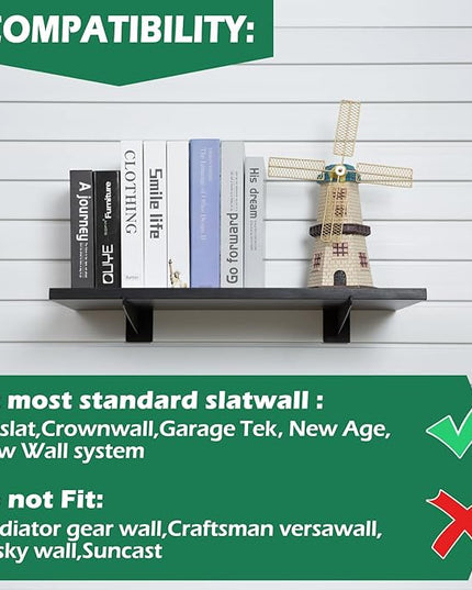 10 Inch Slatwall Shelf Bracket, Slatwall Accessories, Heavy Duty Slat Wall Shelf Bracket with Lip for Garage and Retail Display(16PC )