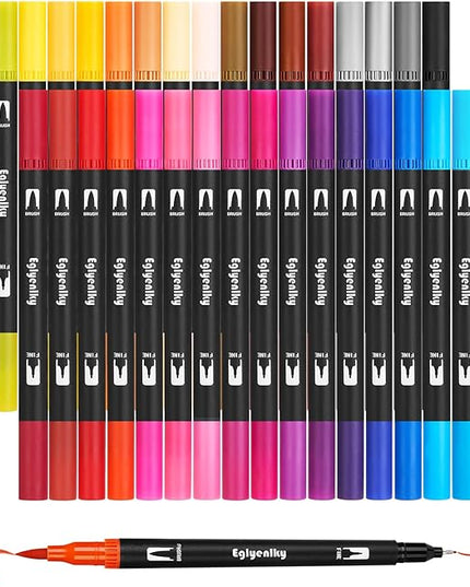 Colored Markers for Adult Coloring, Coloring Books for Adults Relaxation, 36 Marker Set Felt Tip Marker with Brush and Fine Tip for Adult Teen Kid