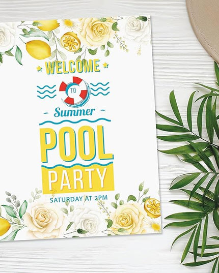 Current Lemon Floral Letter Paper - Spring Stationery Papers With Decorative Flowers and Lemon Border, Printable Holiday, Wedding & Bridal Shower, & Invitation Sheets, Set of 25, 8 1/2" x 11"