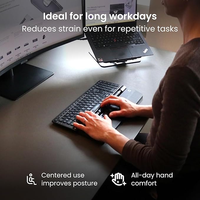Contour RollerMouse Pro Ergonomic Central Rollerbar Design for Neck, Shoulder & Wrist Pain Relief, 6 Programmable Buttons, 600-2800 DPI, Productivity Plug & Play Mac & PC - Wireless - Slim