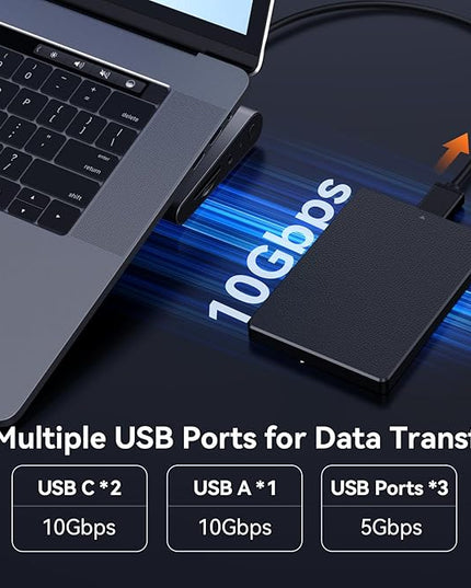 TobenONE USB-C Docking Station 3 Monitors & Dual Monitor,Laptop Dock Stand with 100W GaN III Charger, 2.5Gbps Ethernet,2 HDMI & DP (Single 4K@120Hz), 6 USB Ports for Dell/Hp/Lenovo