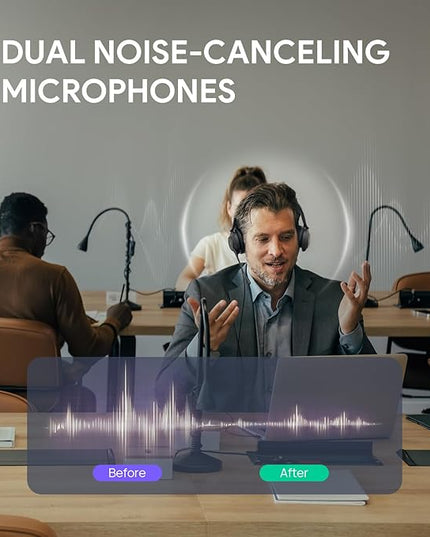 Yealink UH37 USB Headset with Mic,Wired Headset with Noise Cancelling Microphone for Computer PC Laptop VoIP Phone,USB-C/A Cable,Works with Zoom and Other Leading UC Platforms