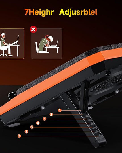 IETS GT300 Upgraded Laptop Cooling Pad with Adjustable Stand, Turbo Boosted Cooler for Rapid Cooling 10-17inch Gaming Laptop, Flexible Sealing Ring，Featuring Air Filtration and USB Hub