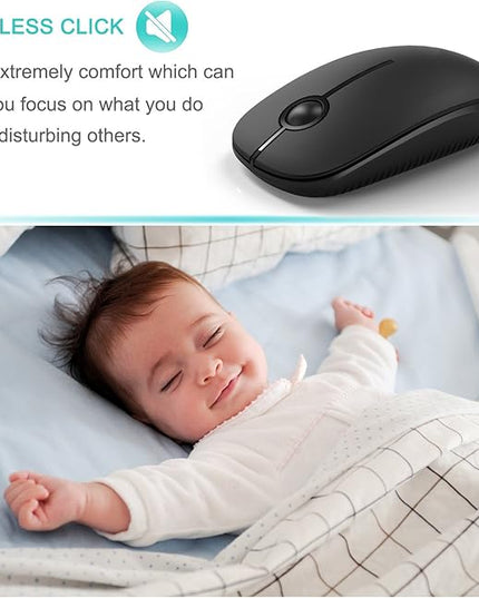 VssoPlor Wireless Mouse, 2.4G Slim Portable Computer Laptop Mouse with Nano Receiver Quiet Silent Optical Mice for Notebook, PC, Laptop, Computer-Black