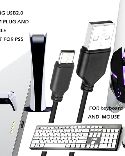 Long USB C Mouse - 20FT, High Performance Wired Mouse for Righty or Lefty Use on Windows PC, Laptop, Mac, Chromebook