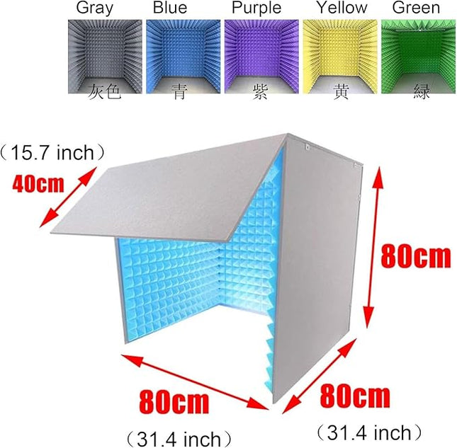 V3VOGUE Desktop Soundproof Cover, Portable Vocal Recording Booth, Isolation Booth Box for Home Studio, Microphone Recording Equipment, Ecosfriendly Material, for Podcasts Work Singing Broadcasting