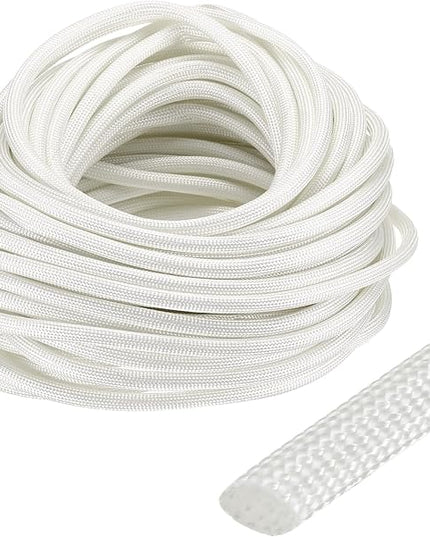 uxcell Insulation Cable Protector,4mm/0.16 Inch-15m/49 Feet High Temp Fiberglass Sleeve White