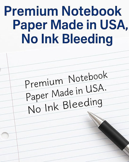 WritePads Notebook Paper College Ruled Loose Leaf Paper, Standard 8"x10-1/2",3 Hole Punched Binder Paper For 3 Ring Binder,150 Sheets/Pack, 4 Pack, White, MADE IN USA