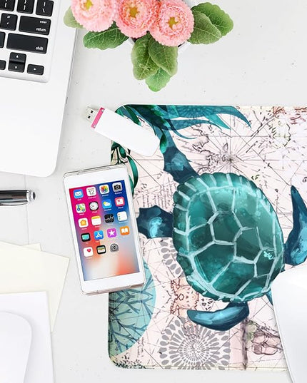 Sea Turtle Square Mouse Pad,Non-Slip Rubber Base Mouse Pad,Home Office Decoration Desktop Accessory,Laptop Mouse Pad for Office Laptops,9.4x7.8x0.12inch 3