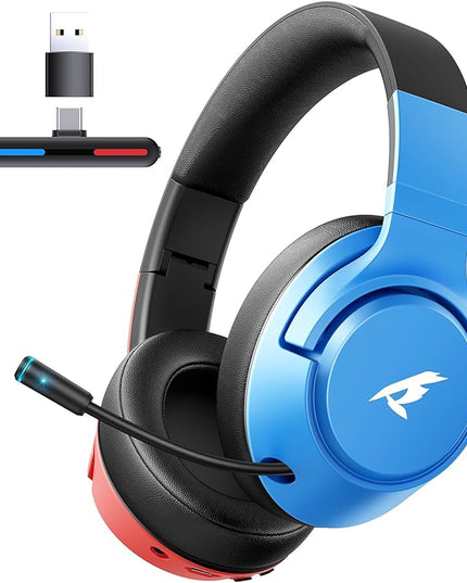 CG-01 2.4Ghz Wireless Gaming Headset for Nintendo Switch丨OLED丨Lite, Bluetooth 5.4 Gaming Headphones with Noise Cancelling Microphone, 40Hr Battery, USB & Type-C Connector for PS5, PS4, PC, Laptop, Mac