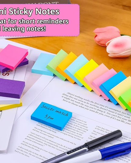60 Pack Sticky Notes 1.5x2 in, Small Self Stick Note, 12 Color Mini Sticky Notes Pad Bulk, Assorted Bright Colors Paper Memo Pads for Office School Notebook Supplies, 75 Sheets/pad 4500 Sheets