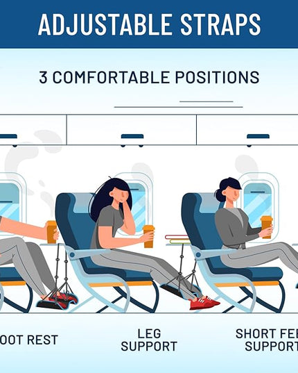Everlasting Comfort Airplane Foot Hammock - Memory Foam Foot Rest for Plane Travel - Portable Foot Rest for Air Travel, Desk & Car - Airplane Essentials Foot Hammock for Plane Travel