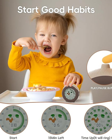 Visual Timer for Kids, 299-Minute Cute Kids Squirrel Timer with Eye-Protection Screen & Protective Case, Homeschool Supplies Study Teaching Time Management Tool