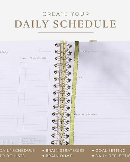 The ADHD Planner - Undated Daily/Weekly Schedule Organizer Journal - Habit Tracker Record Emotions & Mood - Academic Goals - Structure & Focus for Adults (Spiral) (Green)