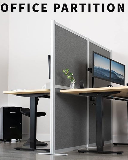 VIVO Modular Wall System, 2 PET Panels, Modern Professional Office Cubicle Dividers, Freestanding Privacy-Screen, 66 inches High, Dark Gray, PP-MWS63D