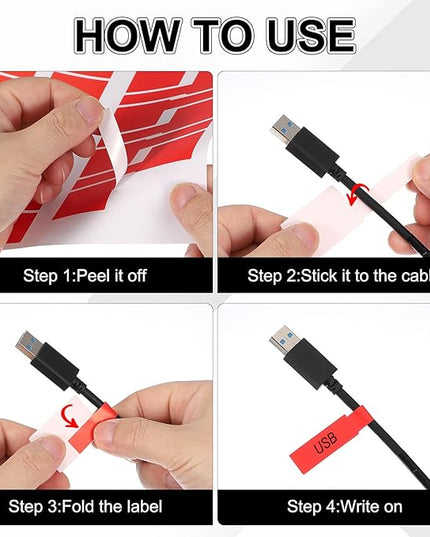 uxcell 300 Pcs Cable Labels, Waterproof Wire Cord Labels Tags, Cord Organizer Management Tags for Charger Cable Organizer Wire Markers Printer, Orange