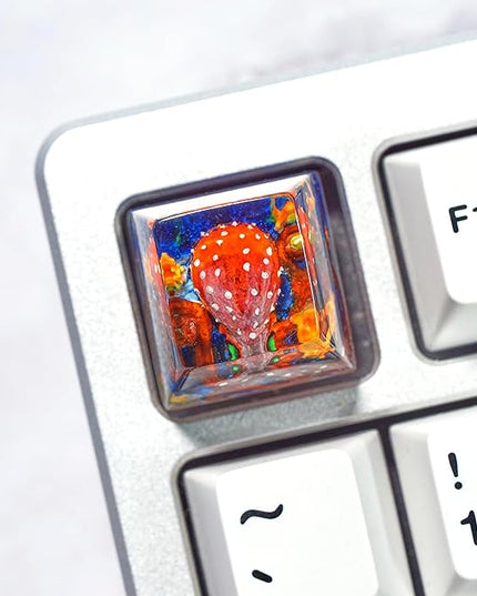 Red Octopus Artisan Keycap R1 SA Profile Custom Ocean Sea Creatures Keycaps 1U ESC Handmade Gaming Kraken Resin Key Cap Cherry MX Switch Compatible Mechanical Keyboard Octopus Lover Gift