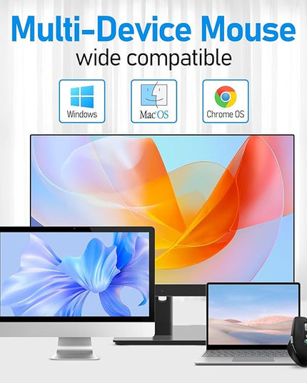 INFINMIND Wireless Bluetooth Side Scroll Mouse with Multi-Device, Ergonomic Computer Mice with Smart Flying Scroll, Quiet Click for Computer, Laptop, iPad, Tablet, MacBook (Black)