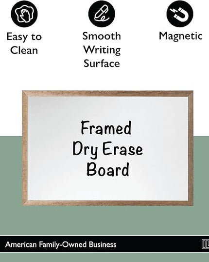 Ilyapa Extra Large Dry Erase Board for Wall - Wood Framed Magnetic White Board - 24 x 36 Inches Decorative Wall Hanging Menu Whiteboard - Brown