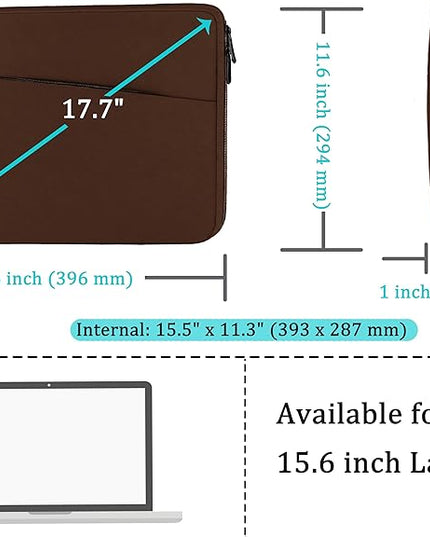 Laptop Sleeve Bag 15.6 inch, Shockproof Protective Computer Carrying Cover with Front Pocket, Laptop Case for 15.6 inch HP, Dell, Acer, Asus, Notebook, Coffee Color