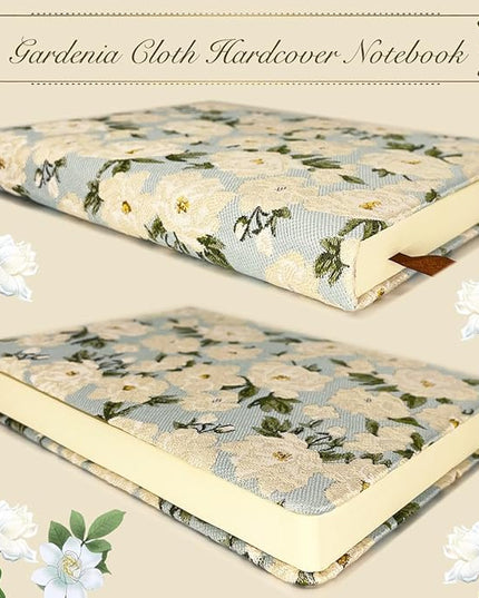 Small Journal for Women, Flower Notebook, B6, 5x7, Ruled Notebook & Blank Sketchbook, Embroidered Journal, Hardcover, Lay Flat, Note Taking Notebook, Cute Journal, White Gardenia