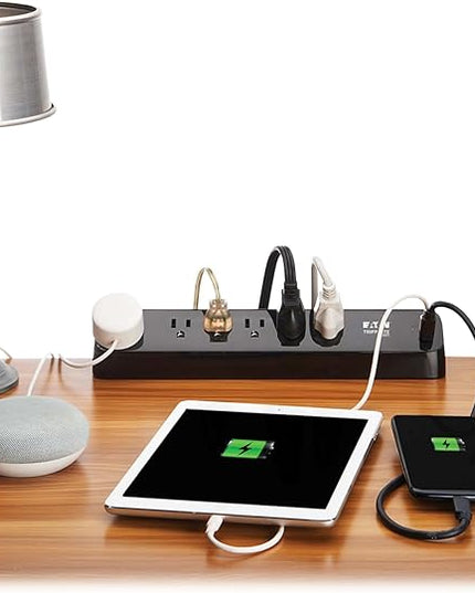 Eaton Tripp Lite series Desk Clamp Power Strip Surge Protector, 6-Outlets, 2x 30W USB-C Charging Ports, 900 Joules, 10ft Braided Flat Extension Cord, Lifetime Manufacturer's Warranty (TLP610U30CLAMPB)