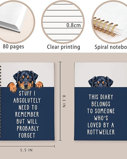 LIANGW Funny Rottweiler Gifts Spiral Notebook Journal, Pet Dog Mom Lovers Owner Gifts Journal for Writing, Forgetful Rottweiler Gift for Women, Dog School Office Stuff Supplies, 5.5x8.3 Inch
