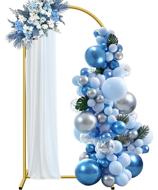 7.2 ft Arch Backdrop Stand, Metal Balloon Arch Stand, Stable Wedding Arched Frame with Square Base Ground Nails, Background Arches for Birthday Party Baby Shower Garland Decoration, Gold
