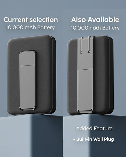 myCharge CliqLuxe Magnetic Wireless Power Bank 10,000mAh | iPhone & MagSafe Compatible | Qi2.2 25W Mag Safe Portable Charger | Built-in Stand | 20W PD USB-C Port | Premium Black Fabric