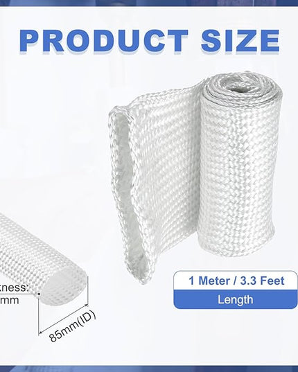 uxcell Insulation Cable Protector,85mm/3.35 Inch-1m/3 Feet High Temp Fiberglass Sleeve White