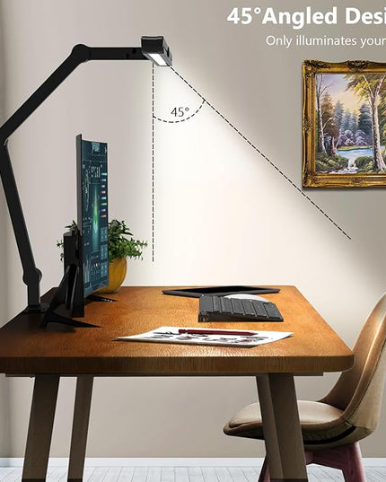 Micomlan 36W Bright Led Desk Lamp with Clamp, 47 Inches Long Architect Desk Lamp Home Office, Dimmable Table Light with Remote Adjustable Monitor Light Bar Tall Office Lighting for Computer Desktop