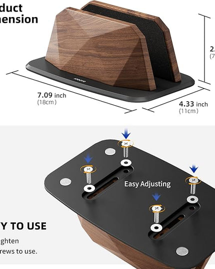 Vertical Laptop Stand - Walnut Adjustable Laptop Holder,Desktop Dock Compatible with All MacBook, Surface,Chromebook,Dell & More(Walnut)
