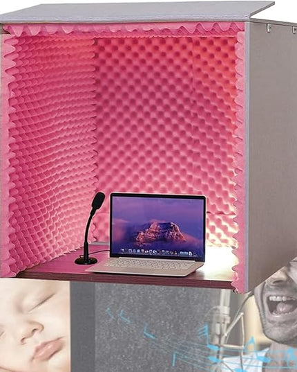 Sound Proof Foam Panels, Sound Proof Foam, Sound Proof Booth, Desktop Soundproof Cover,self Made Sound Recording Studio,Vocal Sound Absorbing Shield,for Studio Desk,Recording Booth,Red