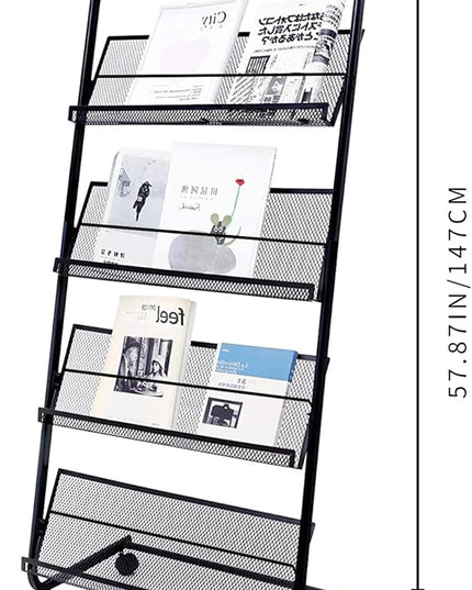 Yinghao Floor Standing Magazine Rack, 4 Layer Iron Magazine Rack Floor, Suitable for the Display of Brochures or Documents in Exhibitions, Shopping Malls, Hospitals, Offices