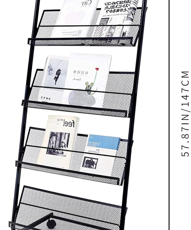 Yinghao Floor Standing Magazine Rack, 4 Layer Iron Magazine Rack Floor, Suitable for the Display of Brochures or Documents in Exhibitions, Shopping Malls, Hospitals, Offices
