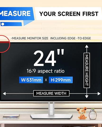 IPROKKO 【2 Pack】 24 inch Anti-Blue Light monitor Screen Protector for 16:9 Widescreen,Removable Anti Glare Blue Light Blocking Screen Filter，LED PC Anti-UV Eye Protection Filter Film