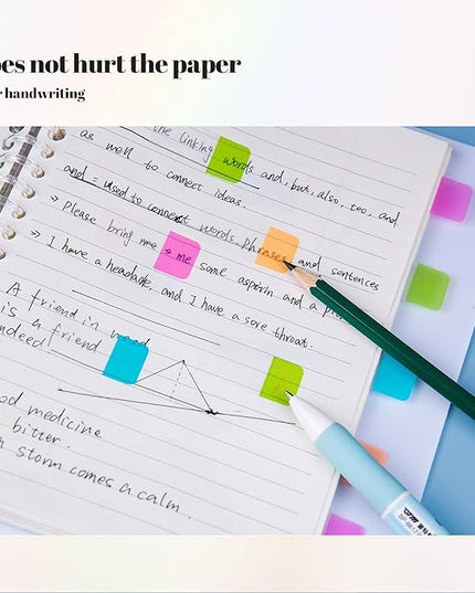 Golcellia 480 Pieces Sticky Tabs Transparent Sticky Notes, Colored Page Markers for Bookmarks, Writable and Repositionable Index Annotation Tabs