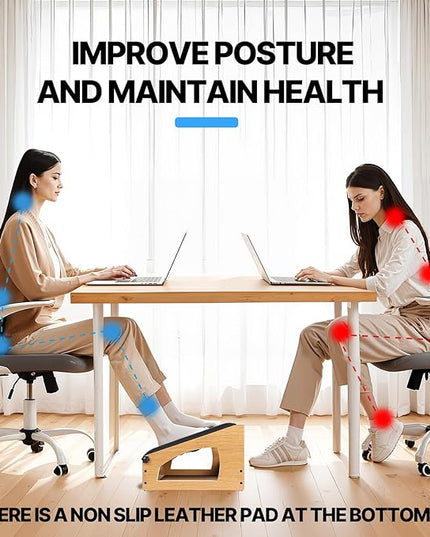 Ergonomic Foot Rest, 4 Adjustable Height Foot Stool,Footrest Under Desk， Flip Over Office Desk Foot Rest, Improving Posture, Promoting Blood Circulation（Natural）