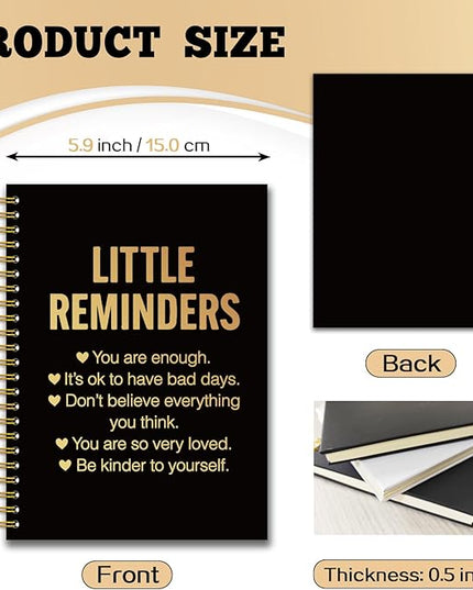 YAZMEEN Inspirational Quotes Black Gold Spiral Notebook（160 Pages） Little Reminders Blank Hardcover Notebook Office Encouragement Gift Funny Appreciation Gift for Employee Coworker Team Member Friend