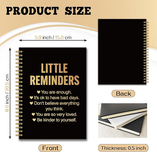 YAZMEEN Inspirational Quotes Black Gold Spiral Notebook（160 Pages） Little Reminders Blank Hardcover Notebook Office Encouragement Gift Funny Appreciation Gift for Employee Coworker Team Member Friend