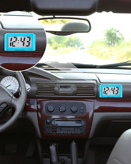 Frienda 6 Pieces Mini Digital Clock Small Digital Clock Stick on Battery Operated Self Adhesive Bracket for Car Dashboard Fridge (White,Black,Red,Blue)
