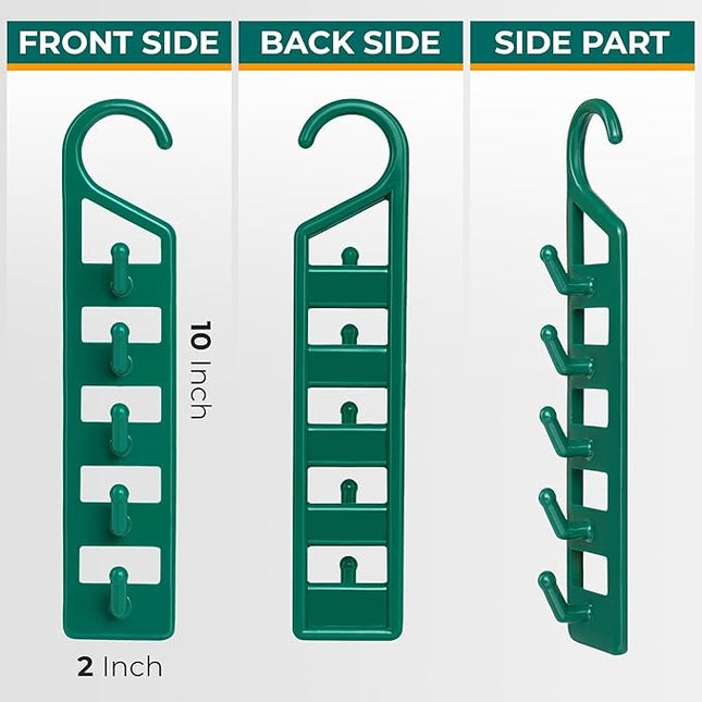 CraftyCrocodile Space Saving Hangers for Clothes - 10 in Pack, Heavy Duty Plastic, Multi Closet Space Savers for Shirts, Pants, Jeans, Sweaters - Hanger Organizer Space Saver