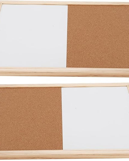 WALFRONT 2PCS Combination Bulletin Corkboard Whiteboard 30x40cm Magnetic Dry Erase Board and Cork Display Board for Home Office School Wall Organization