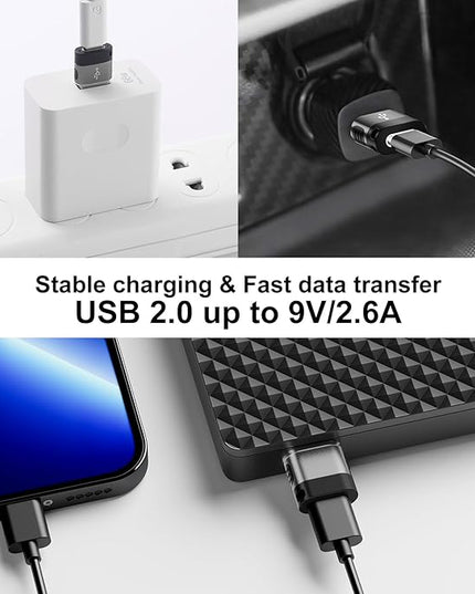 USB to USB C Adapter 4 Pack,USB C to USB A Adapter,USB-A Type C Male Female OTG Adaptor,USBA to USBC Converter for Phones,MacBook,iPad,Laptop,Tablet(Grey)